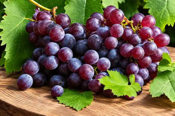 Racimo de uva Quebranta con bayas violáceas cosechada para pisco.